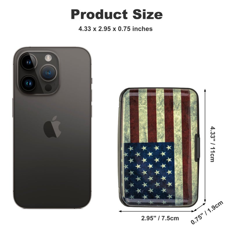 ELFISH Mini RFID Aluminum Wallet Credit Cards Holder Business Card Case Metal ID Case for Men Women (Flag) - Image 4